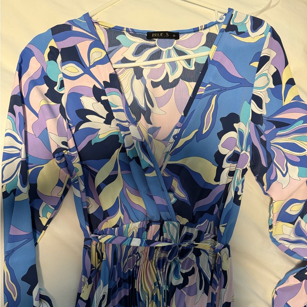 Blue S multi color dress